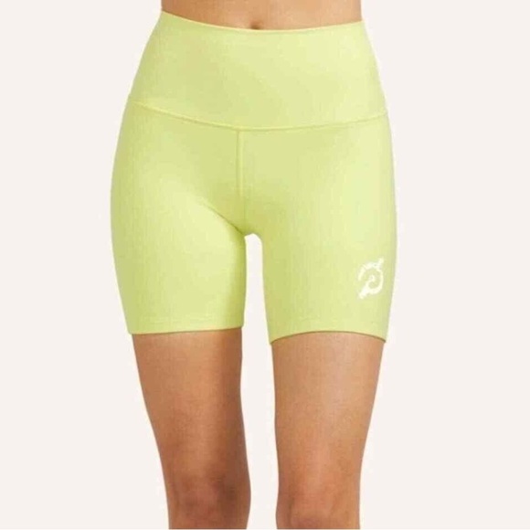 Peloton bike shorts yellow women’s size small high waist workout pants cycling - Picture 1 of 4